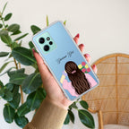 Personalized Pink Blossom Girl Transparent Silicon Case For Redmi Note 12 4G