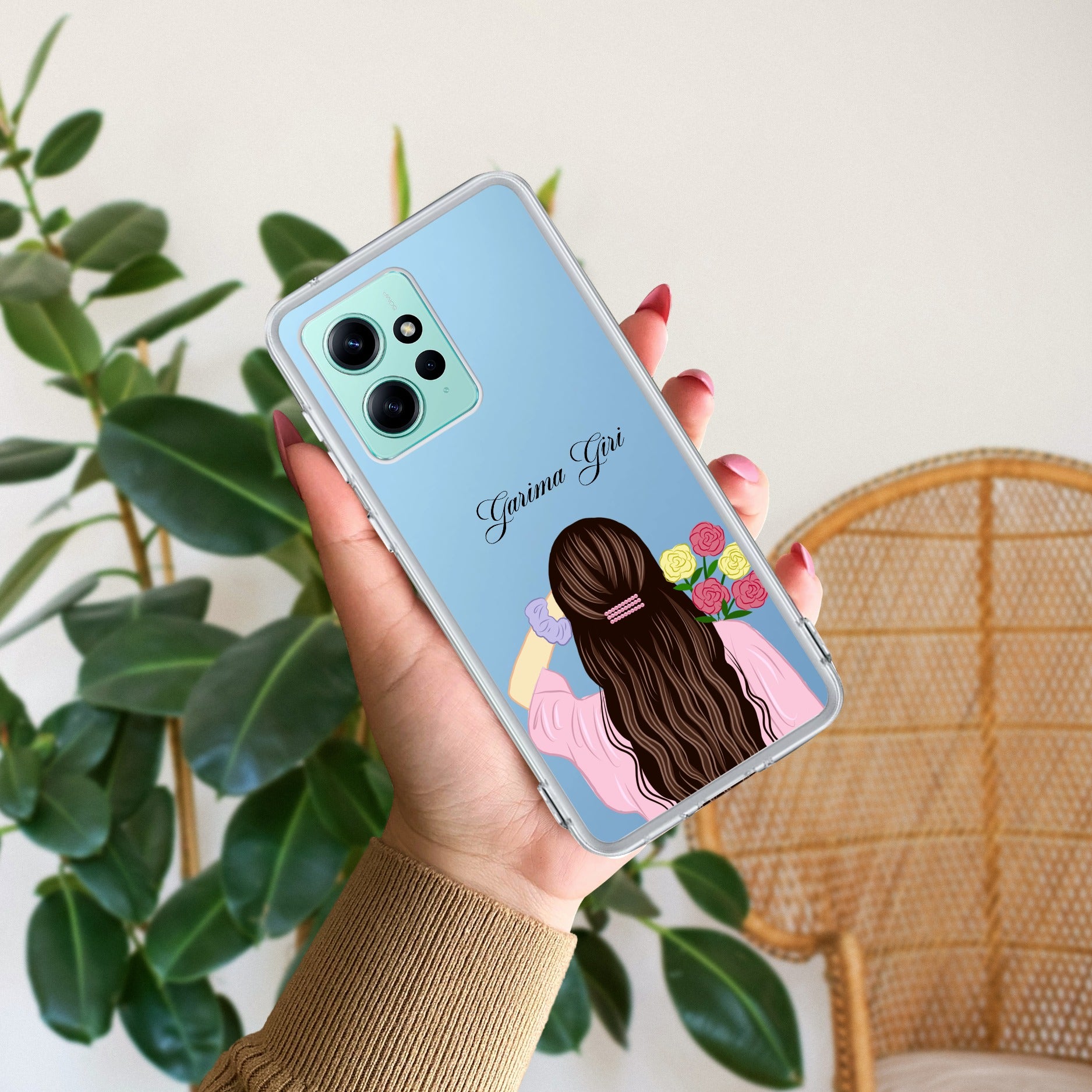 Personalized Pink Blossom Girl Transparent Silicon Case For Redmi Note 12 4G
