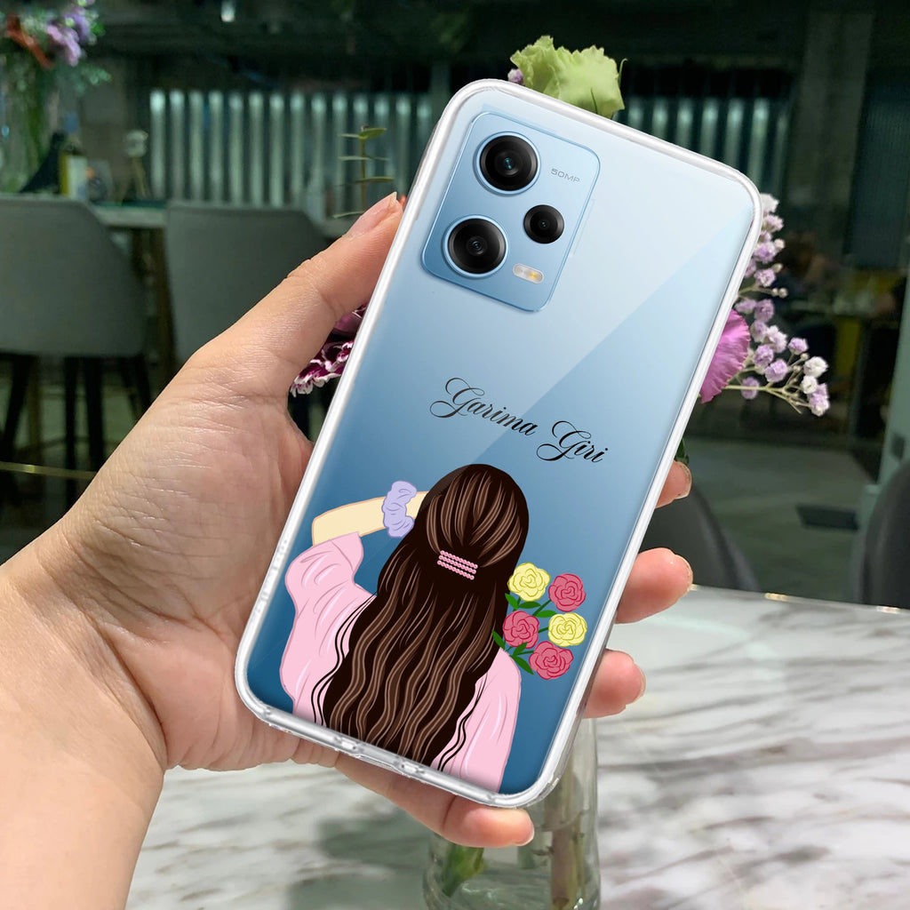Personalized Pink Blossom Girl Transparent Silicon Case For Redmi Note 11 Pro / Redmi Note 11 Pro Plus 5G