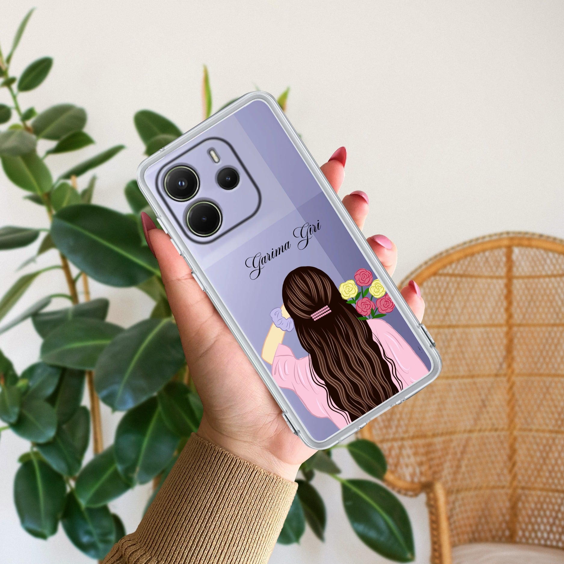 Personalized Pink Blossom Girl Transparent Silicon Case For Redmi/Xiaomi