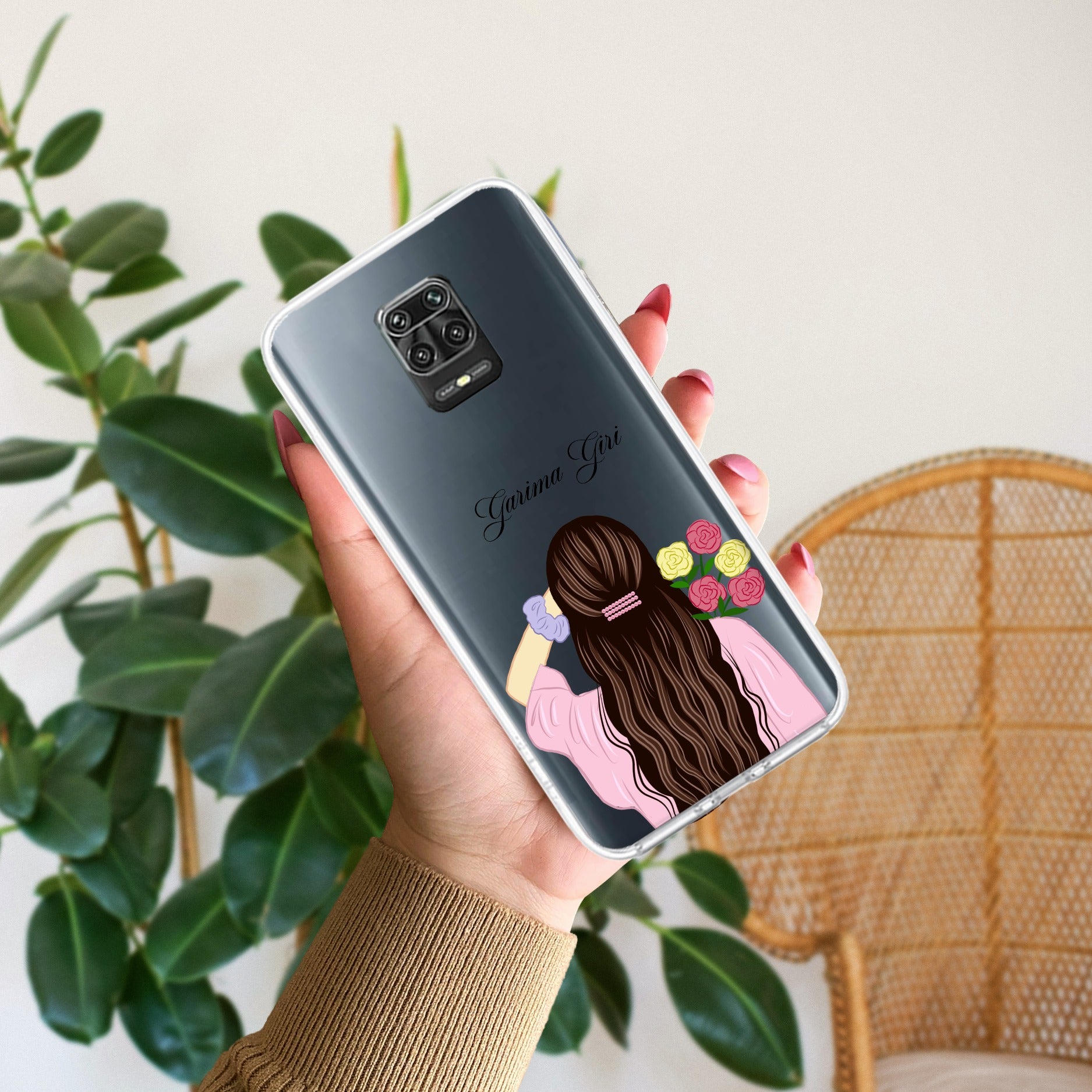 Personalized Pink Blossom Girl Anti Yellow Case For Redmi Note 9 Pro Max
