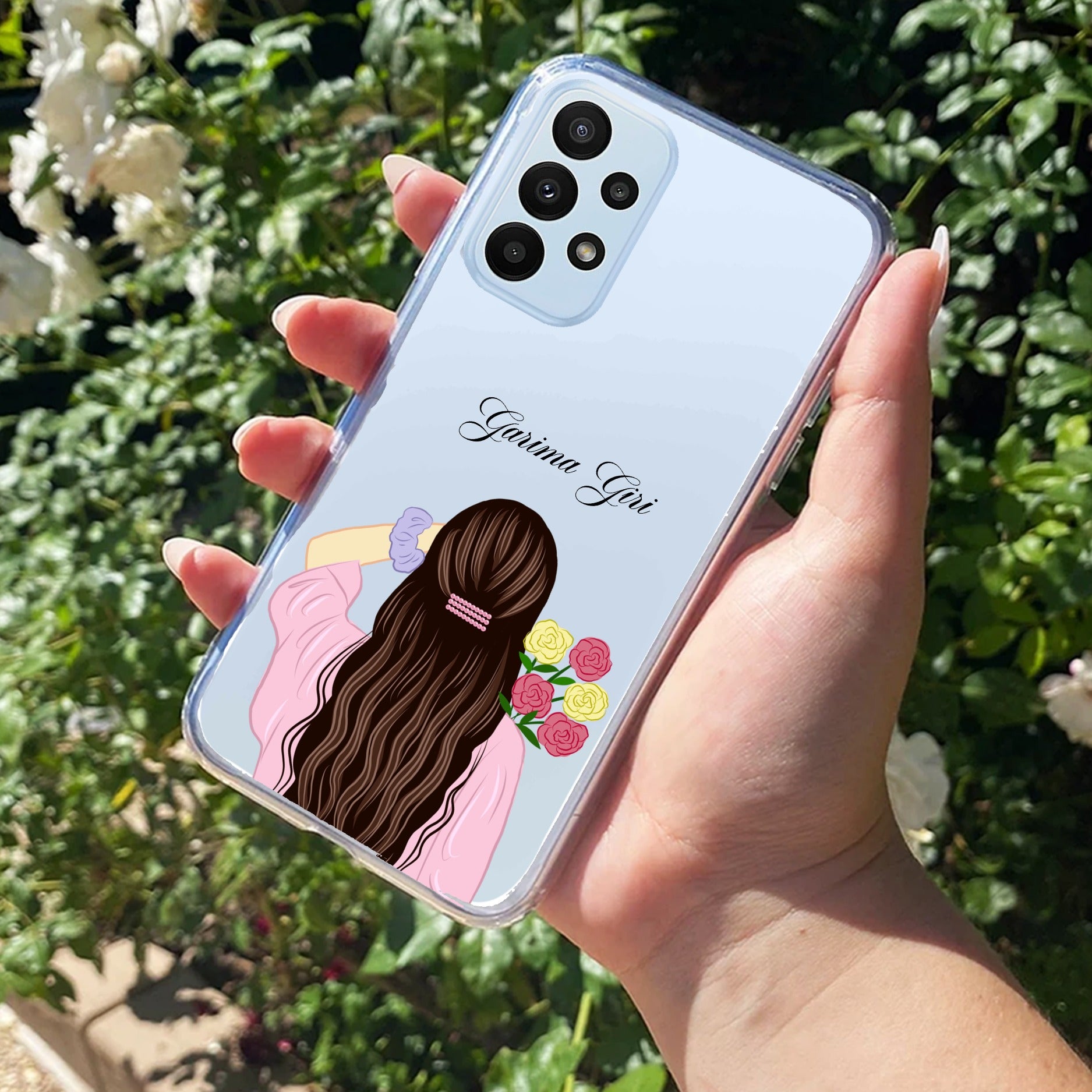 Personalized Pink Blossom Girl Anti Yellow Case For Samsung Galaxy A32 4G