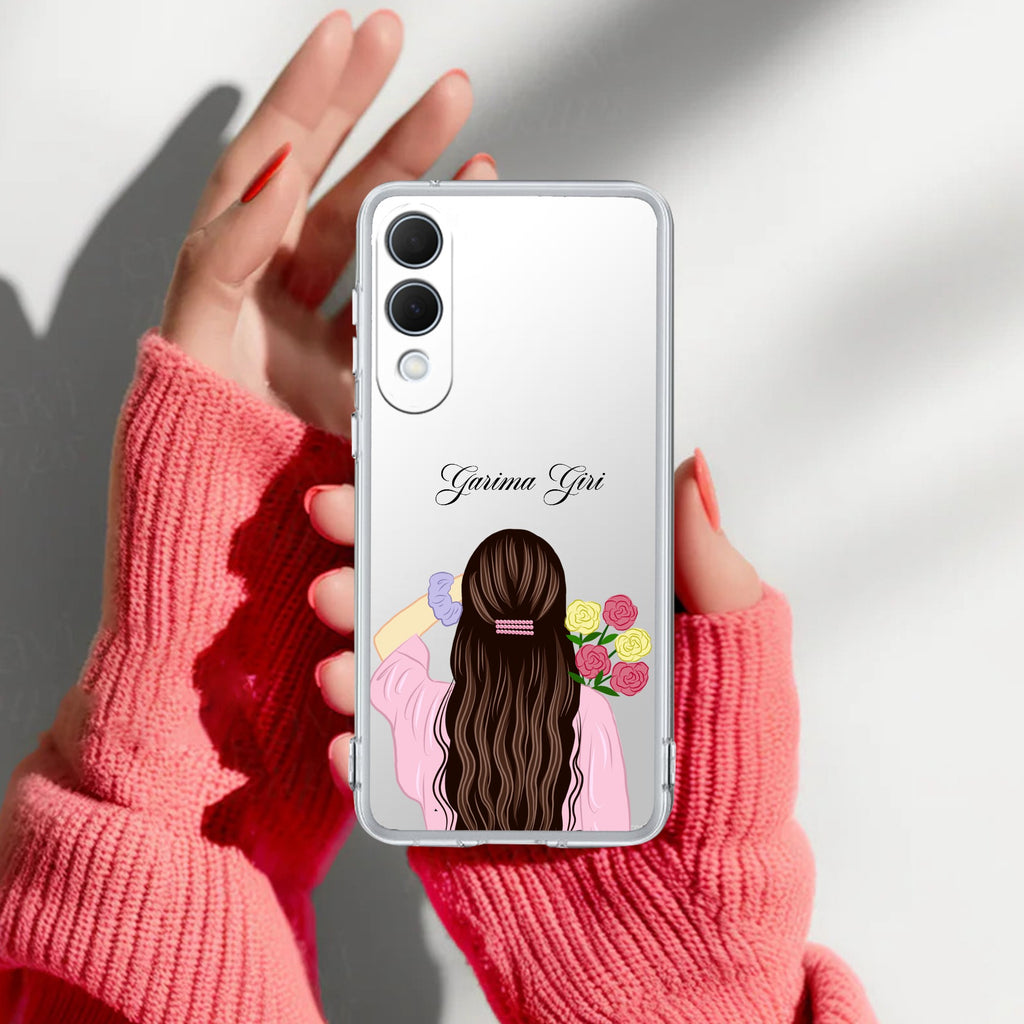 Personalized Pink Blossom Girl Transparent Silicon Case For Samsung Galaxy S25 Edge 5G
