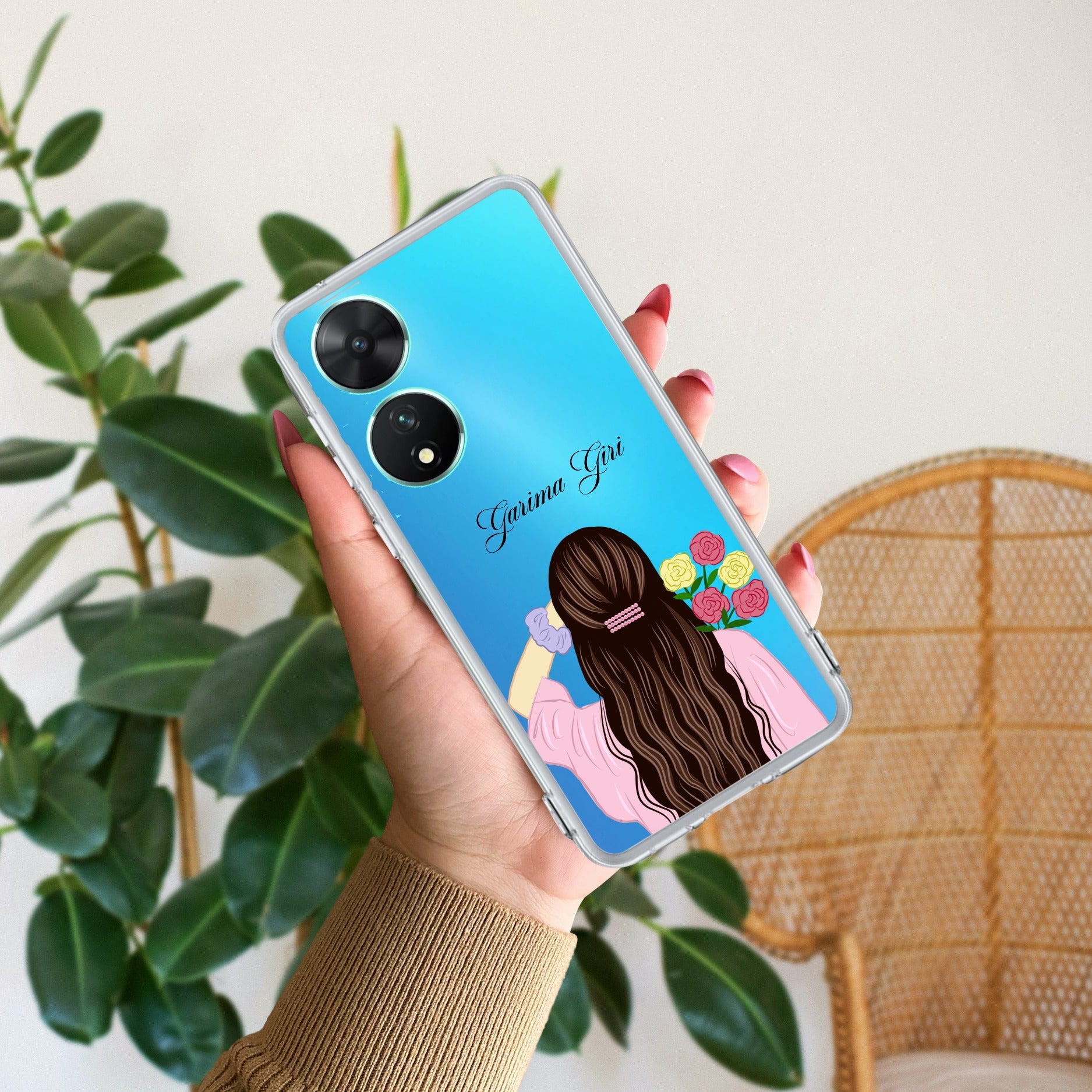 Personalized Pink Blossom Girl Anti Yellow Case For Vivo T2 5G
