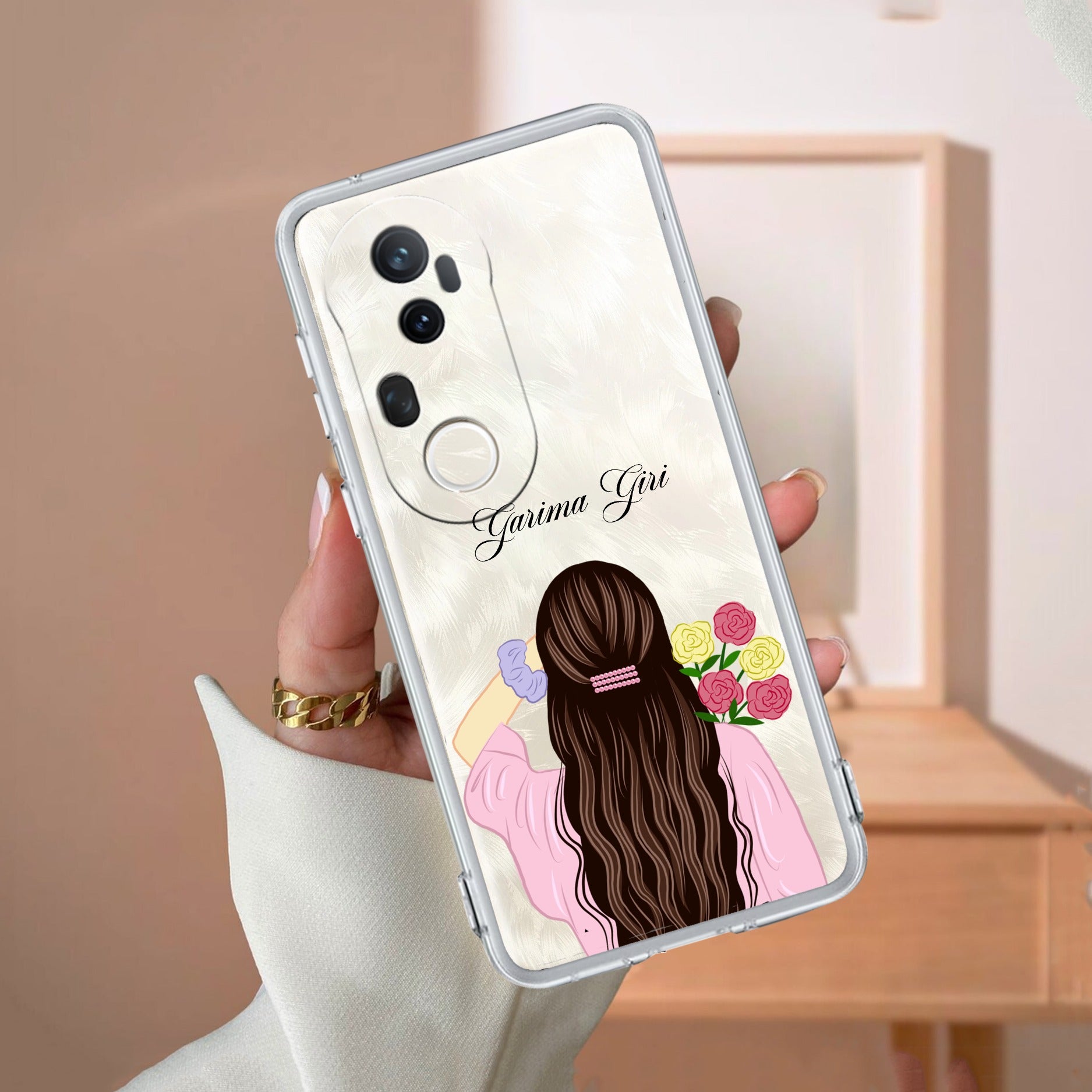 Personalized Pink Blossom Girl Anti Yellow Case For Vivo T4 Ultra 5G