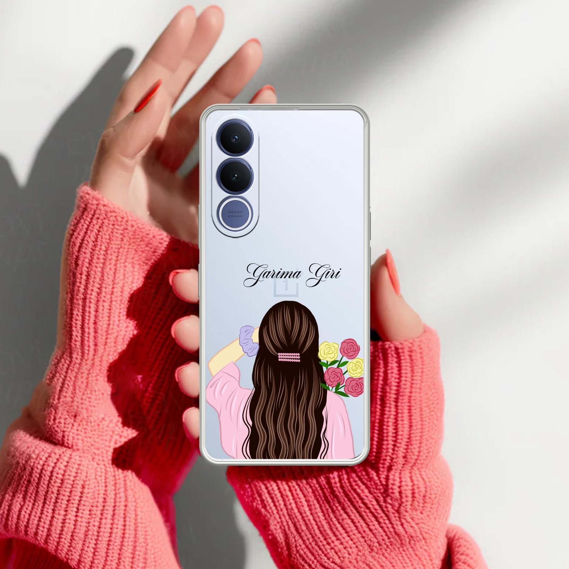 Personalized Pink Blossom Girl Anti Yellow Case For Vivo V70 FE 5G
