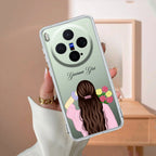 Personalized Pink Blossom Girl Transparent Silicon Case For Vivo - ShopOnCliQ