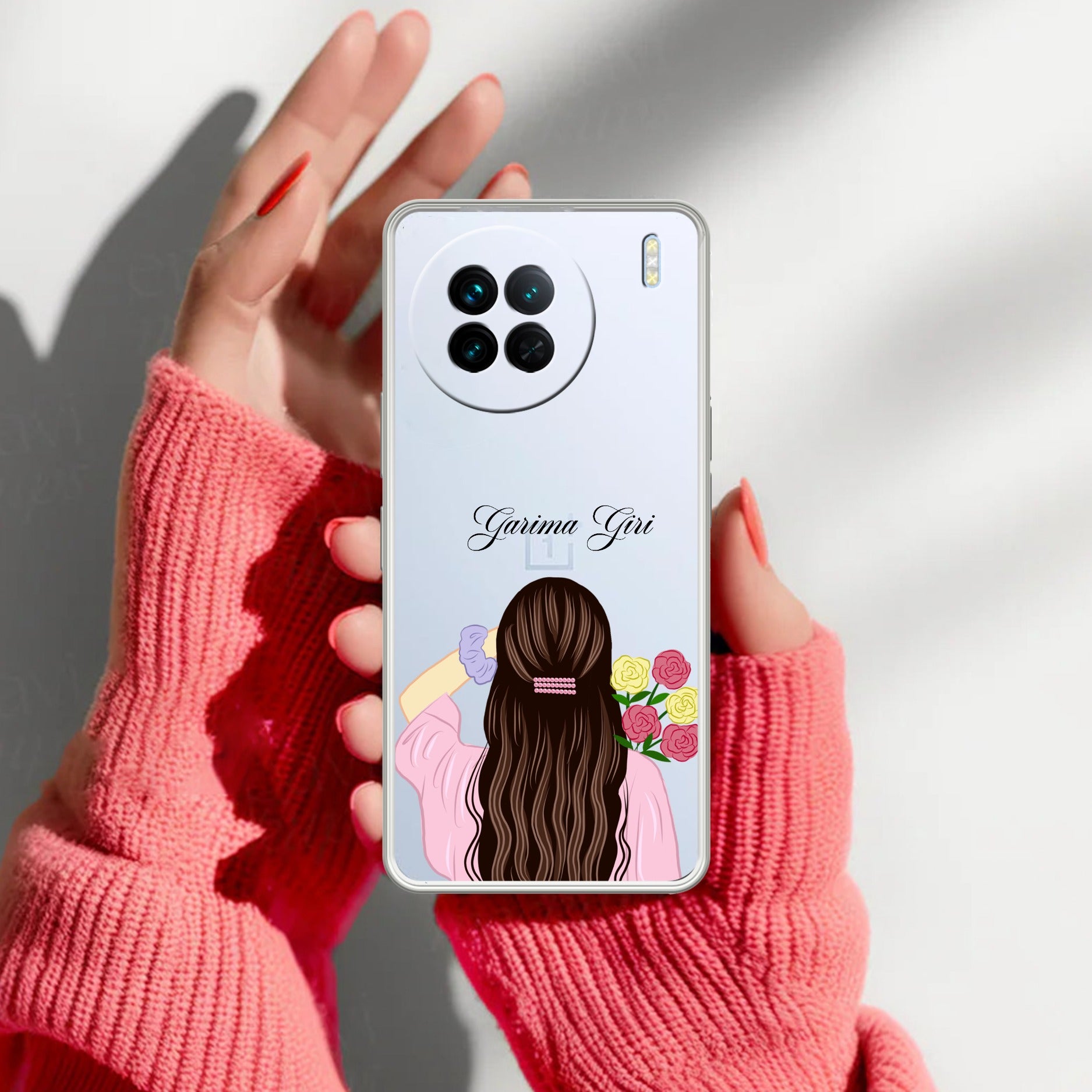 Personalized Pink Blossom Girl Anti Yellow Case For Vivo X90 5G