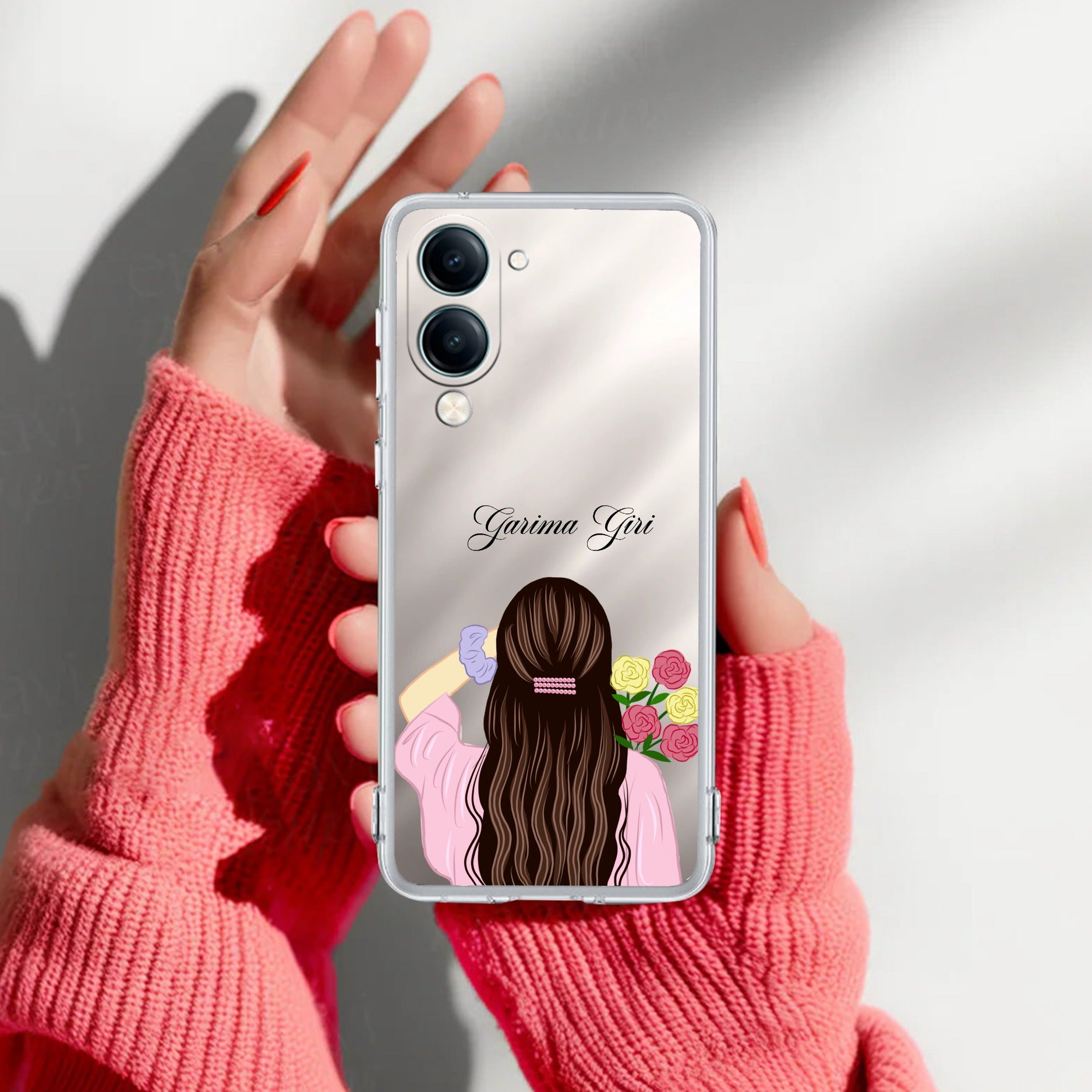 Personalized Pink Blossom Girl Transparent Silicon Case For Vivo T4 Lite 5G
