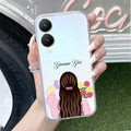 Personalized Pink Blossom Girl Anti Yellow Case For Vivo Y28 5G