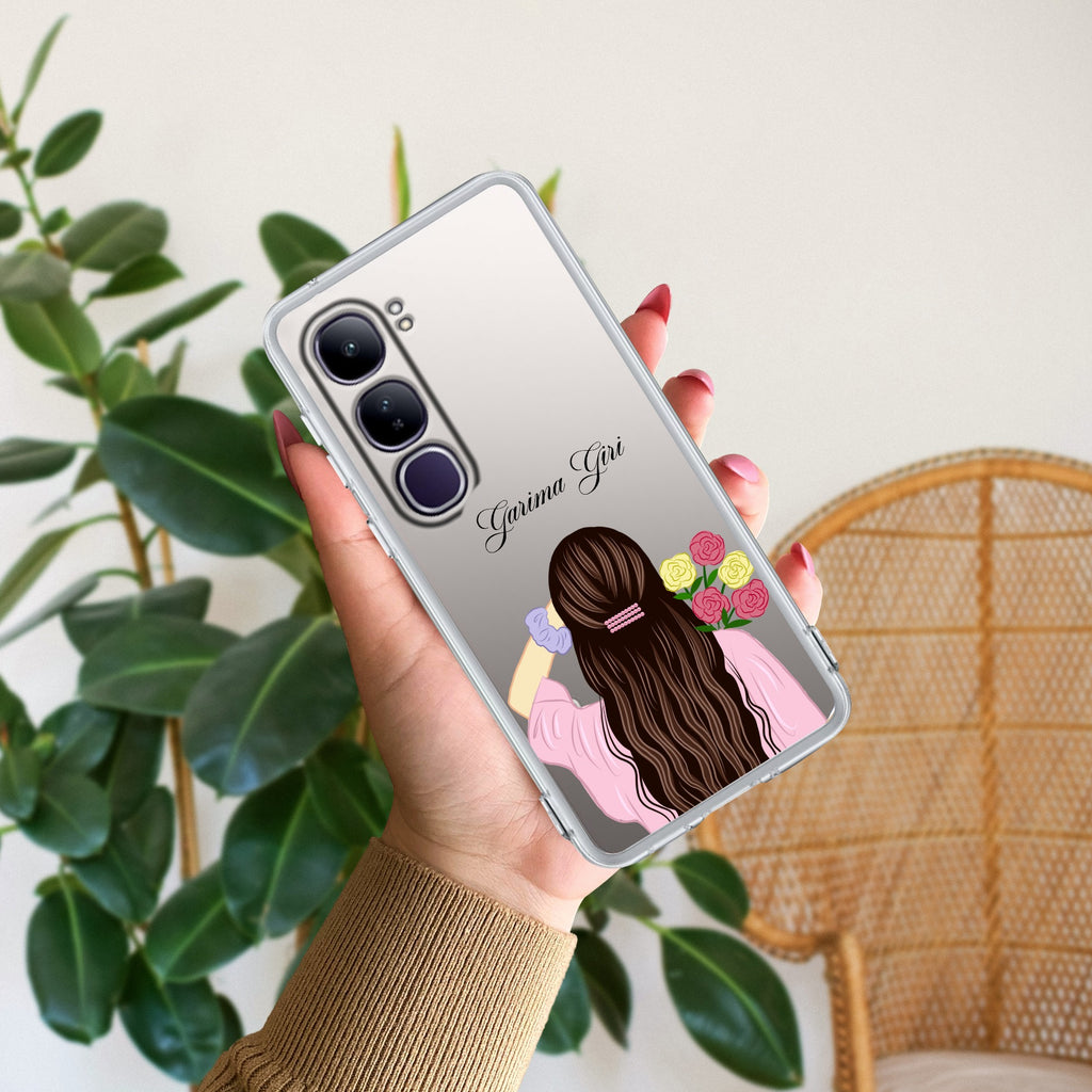 Personalized Pink Blossom Girl Anti Yellow Case For Vivo Y300 5G
