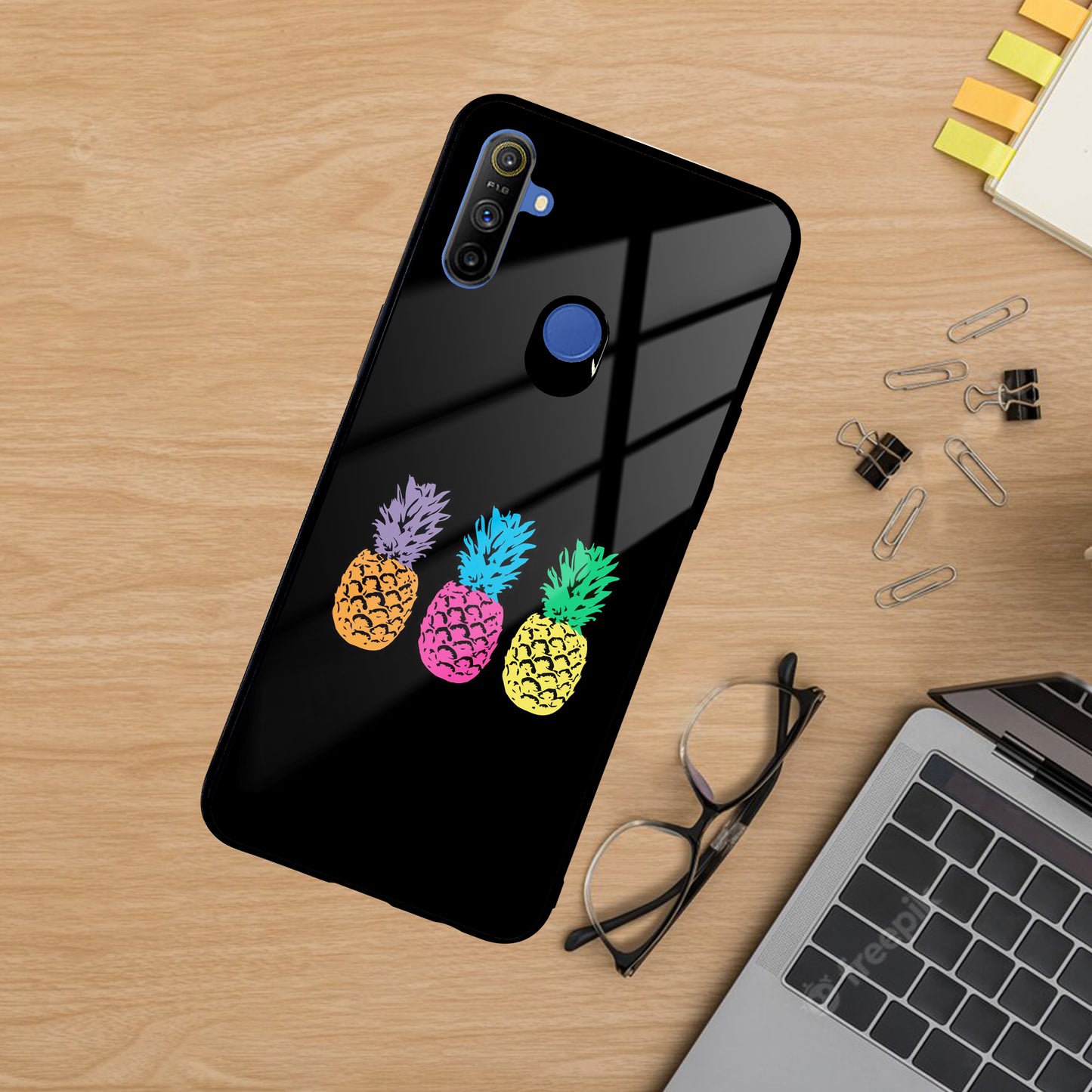 Colorful Pineapple Glass Case Cover For Realme/Narzo