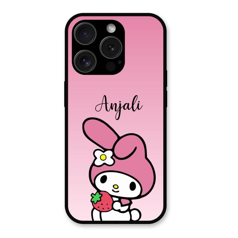 Pink Bunny Glass Case Cover For iPhone 15 Pro