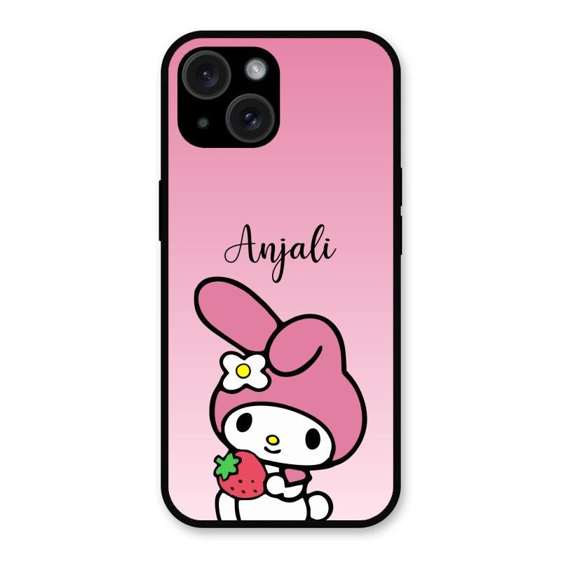 Pink Bunny Glass Case Cover For iPhone 15