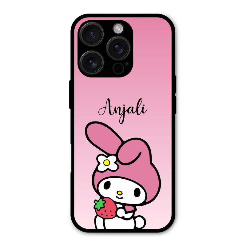Pink Bunny Glass Case Cover For iPhone 16 Pro Max