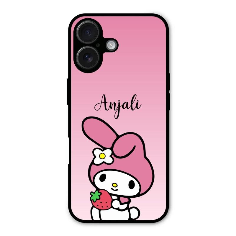 Pink Bunny Glass Case Cover For iPhone 16