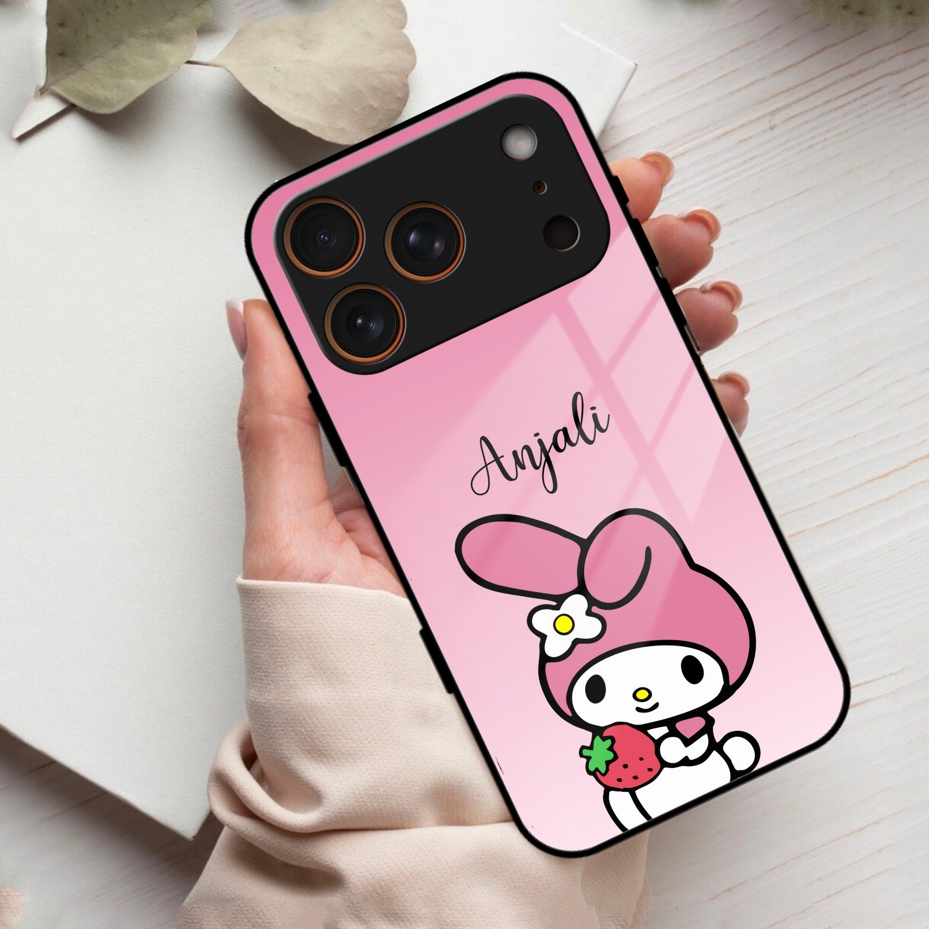 Pink Bunny Glass Case Cover For iPhone 17 Pro