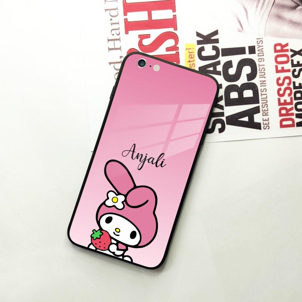 Pink Bunny Glass Case Cover For iPhone