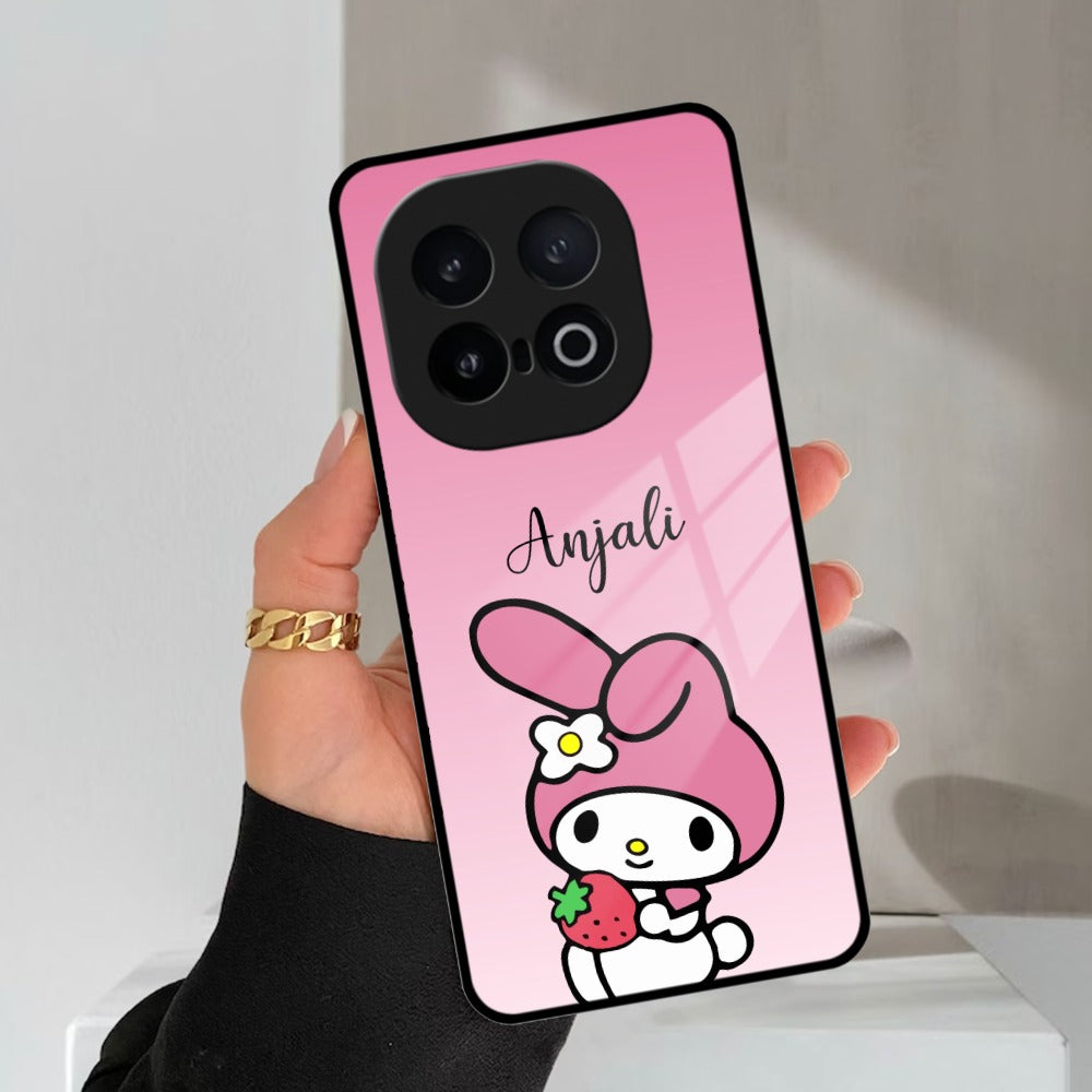 Pink Bunny Glass Case Cover For iQOO