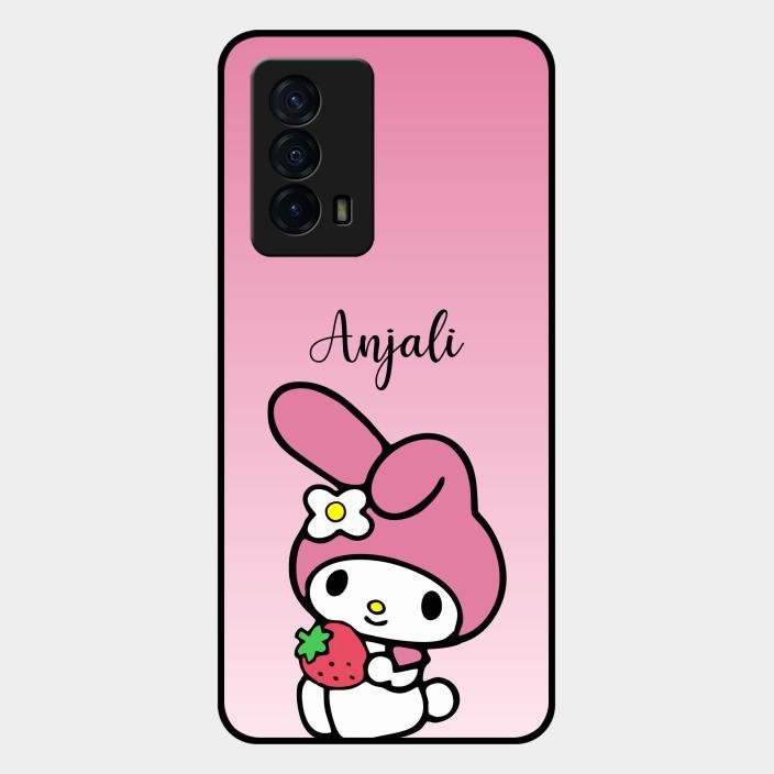 Pink Bunny Glass Case Cover For Iqoo Z5 5G