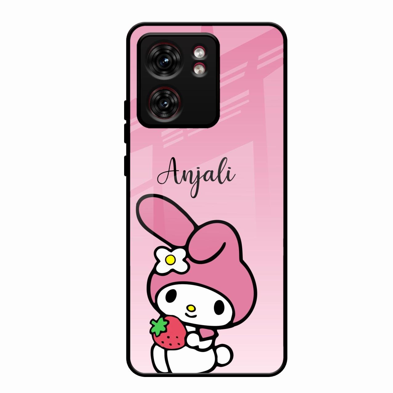 Pink Bunny Glass Case Cover For Motorola Edge 40