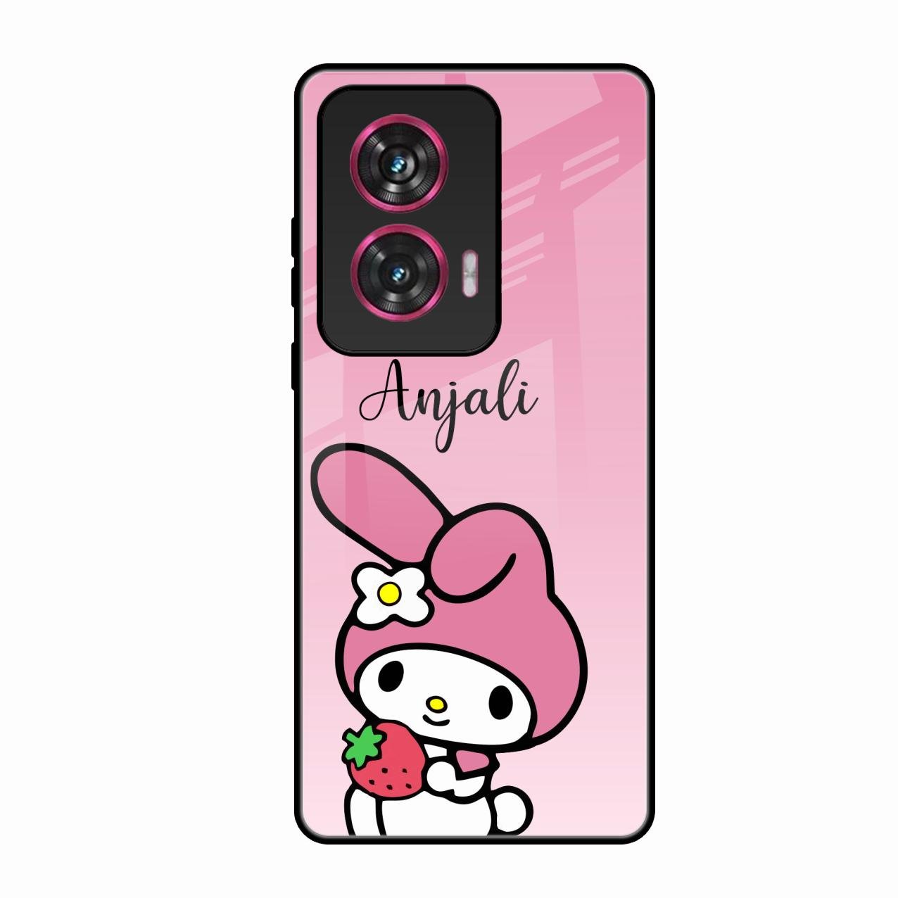 Pink Bunny Glass Case Cover For Motorola Edge 50 Fusion 5G