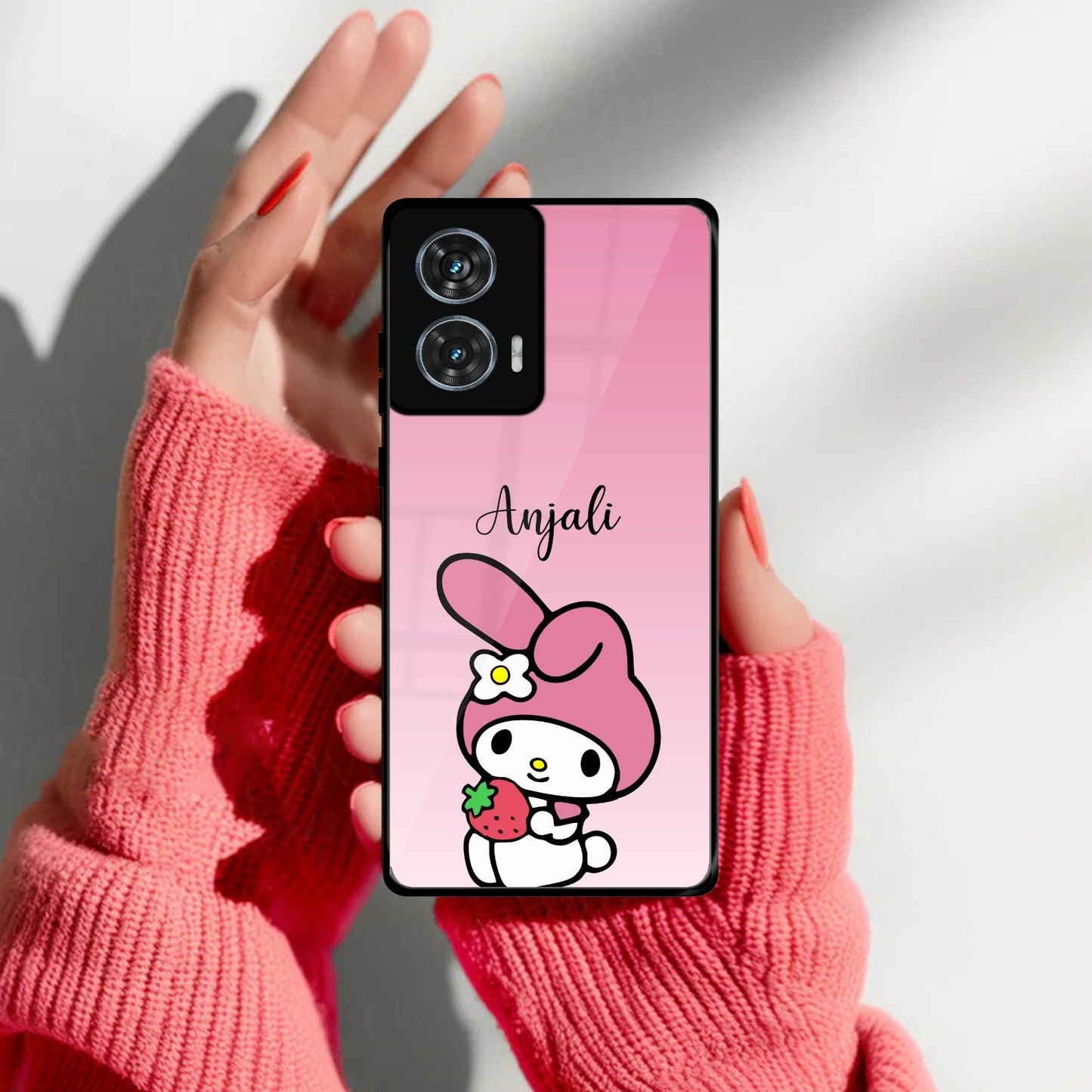 Pink Bunny Glass Case Cover For Motorola
