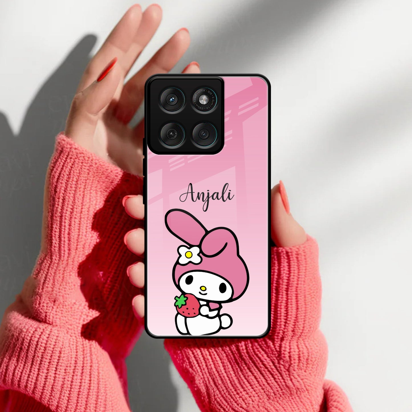 Pink Bunny Glass Case Cover For Motorola
