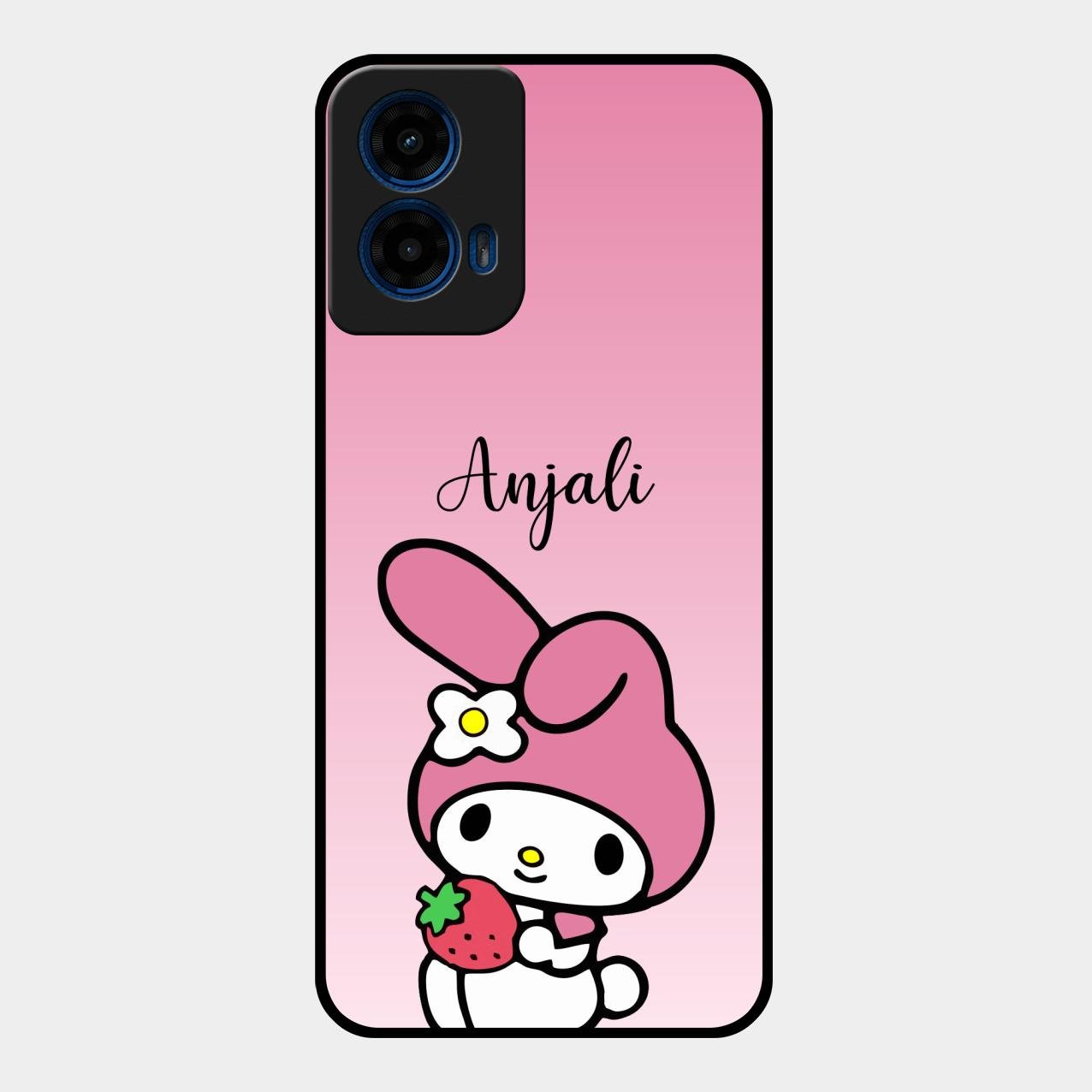Pink Bunny Glass Case Cover For Motorola G45 5G