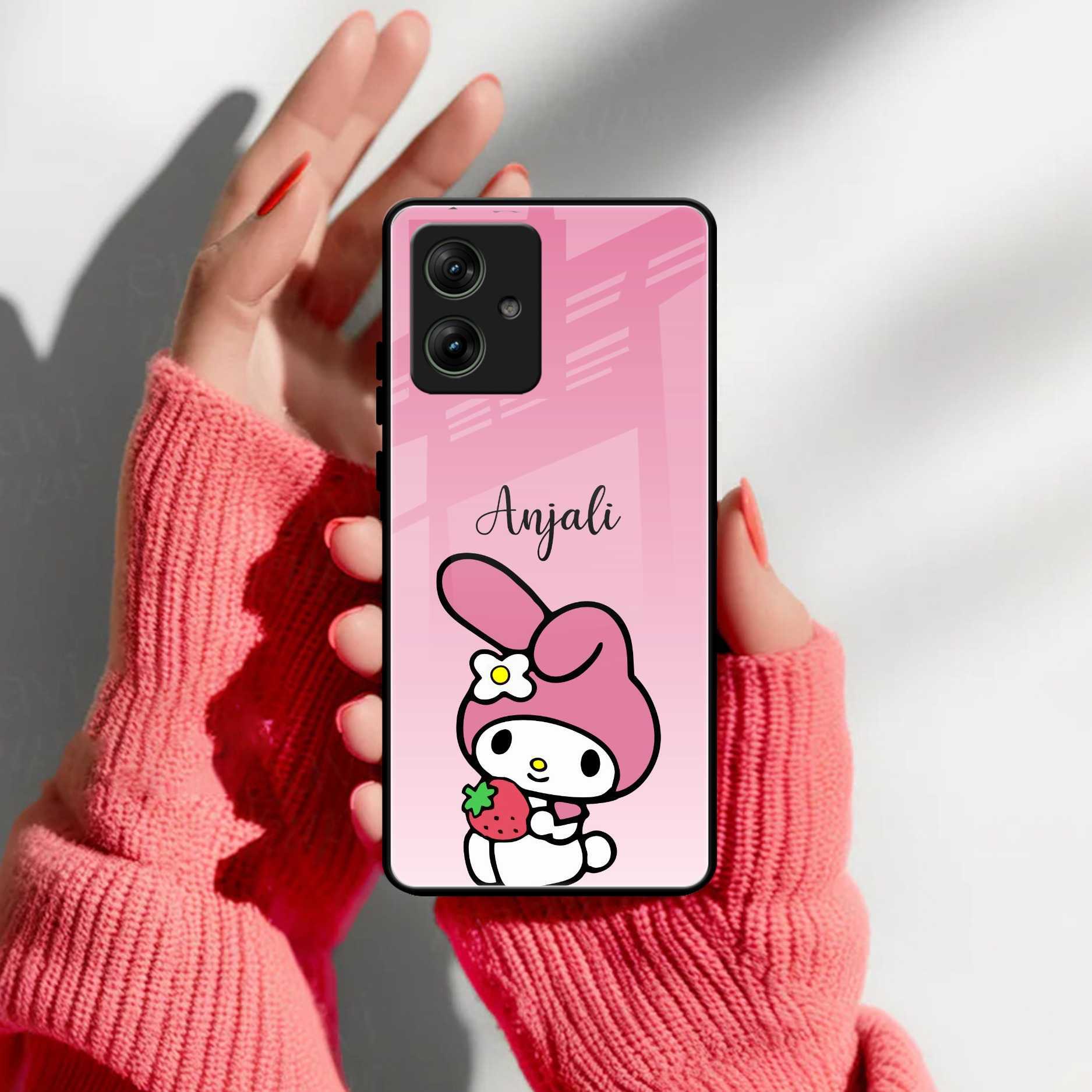 Pink Bunny Glass Case Cover For Motorola