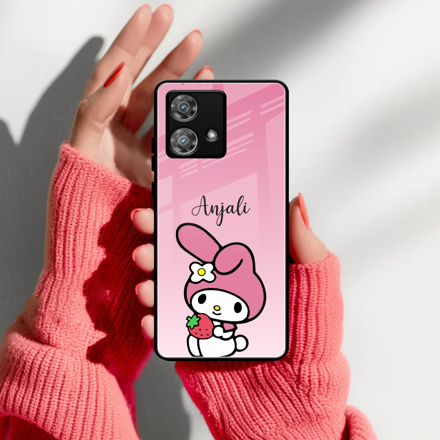 Pink Bunny Glass Case Cover For Motorola