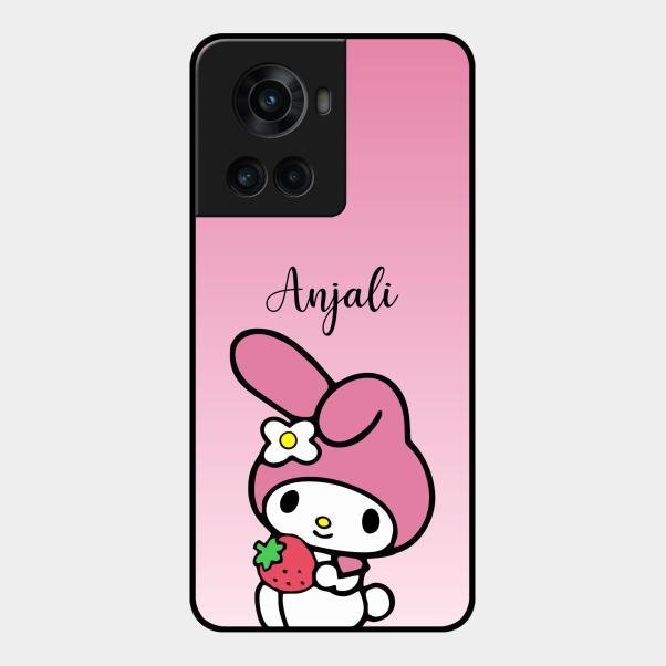 Pink Bunny Glass Case Cover For Oneplus 10R 5G