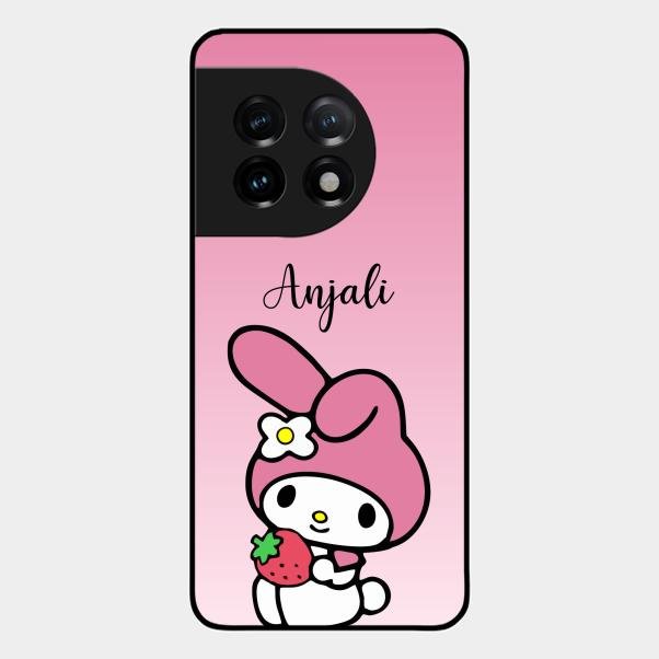 Pink Bunny Glass Case Cover For Oneplus 11 5G