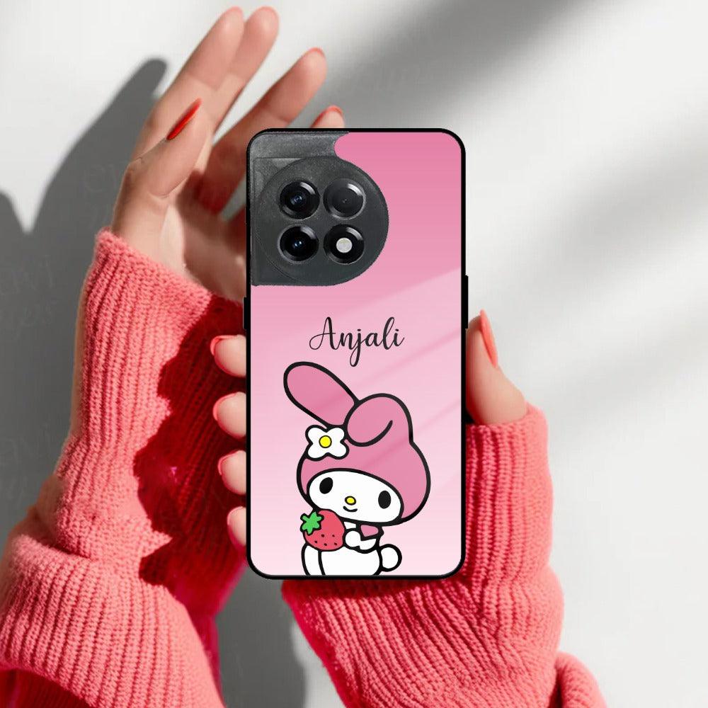 Pink Bunny Glass Case Cover For OnePlus