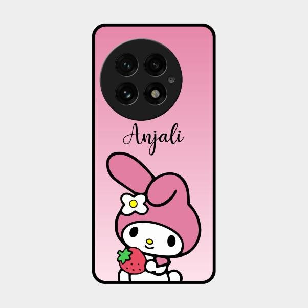 Pink Bunny Glass Case Cover For Oneplus 13 5G