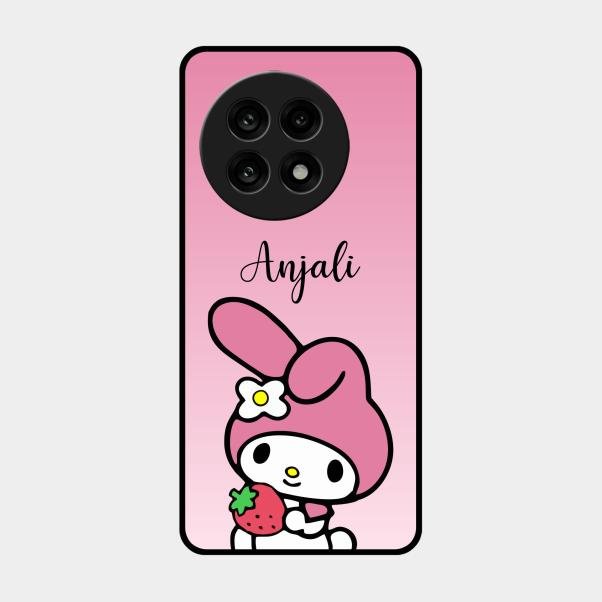 Pink Bunny Glass Case Cover For Oneplus 13R 5G