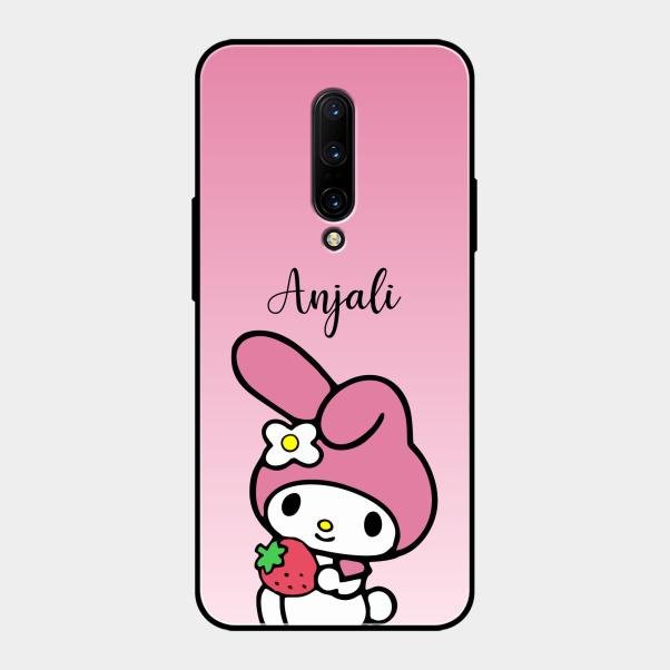 Pink Bunny Glass Case Cover For Oneplus 7 Pro