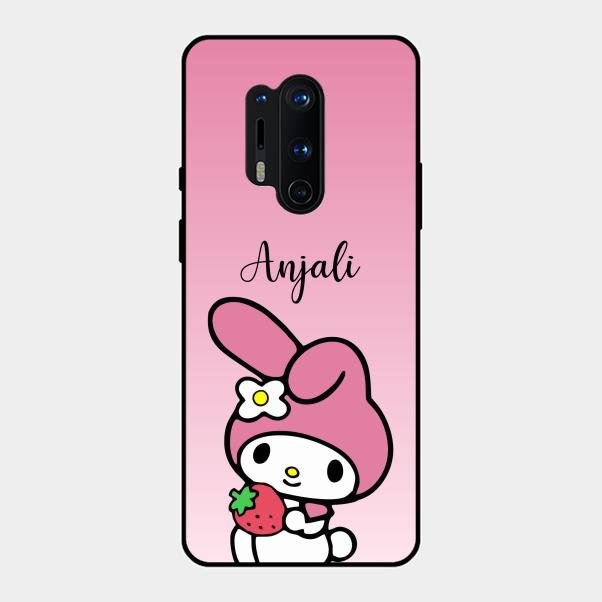 Pink Bunny Glass Case Cover For Oneplus 8 Pro
