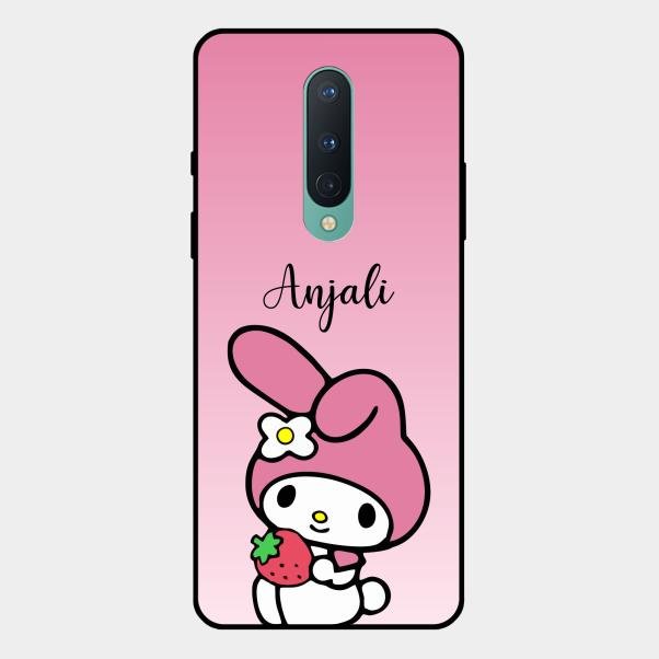 Pink Bunny Glass Case Cover For Oneplus 8