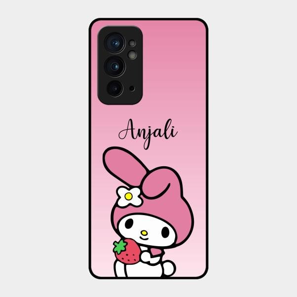 Pink Bunny Glass Case Cover For Oneplus 9Rt 5G