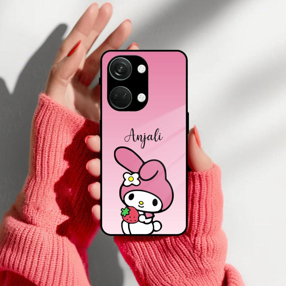 Pink Bunny Glass Case Cover For OnePlus