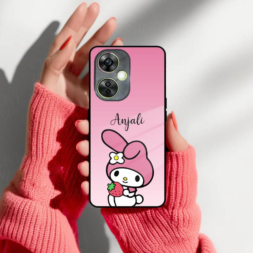 Pink Bunny Glass Case Cover For OnePlus