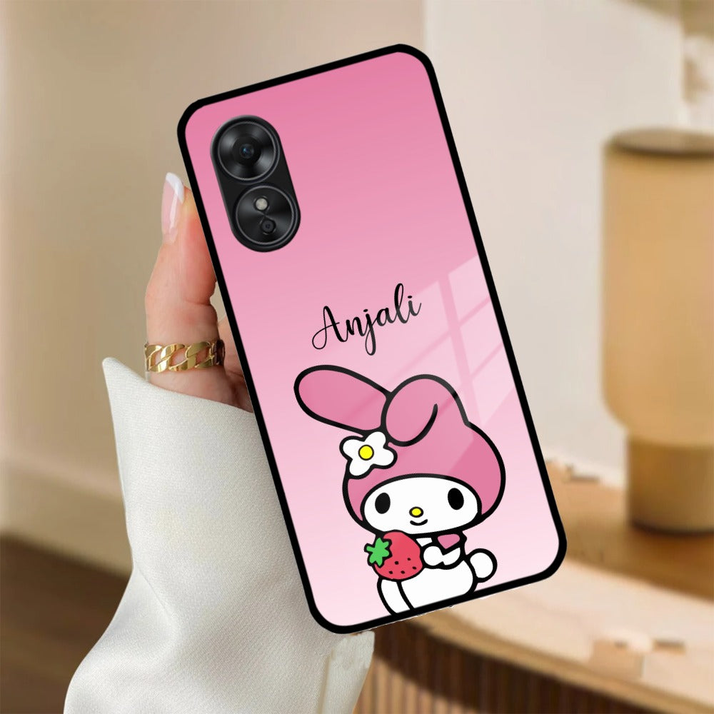 Pink Bunny Glass Case Cover For Oppo