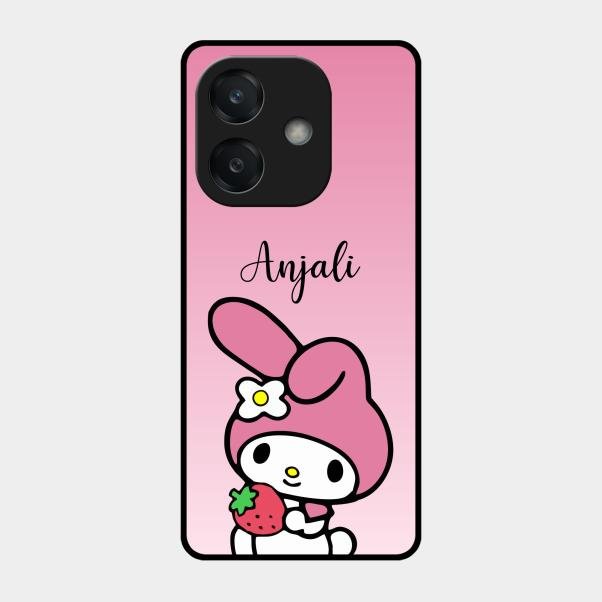Pink Bunny Glass Case Cover For Oppo A3X 5G