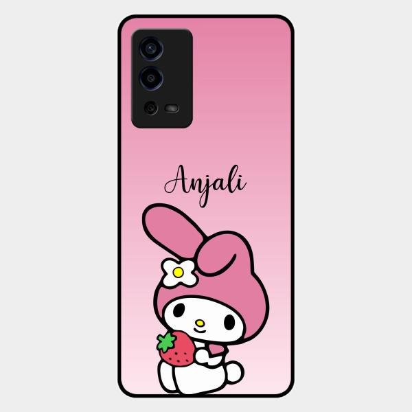 Pink Bunny Glass Case Cover For Oppo A55