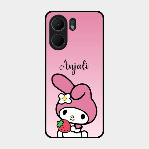 Pink Bunny Glass Case Cover For Oppo A5X 5G