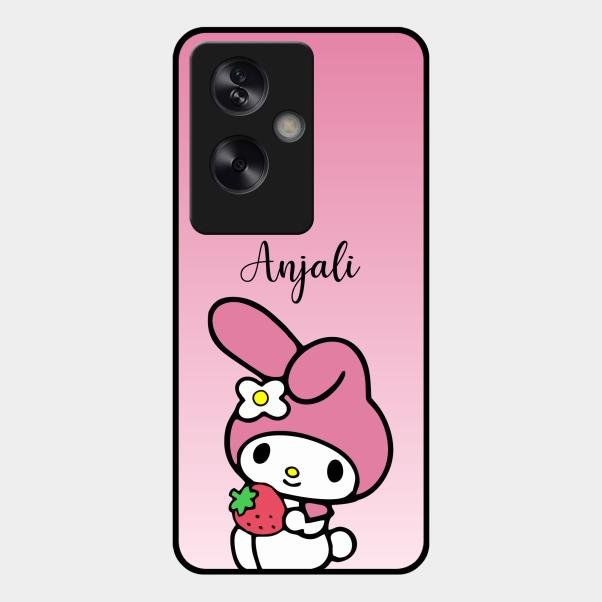 Pink Bunny Glass Case Cover For Oppo A79 5G