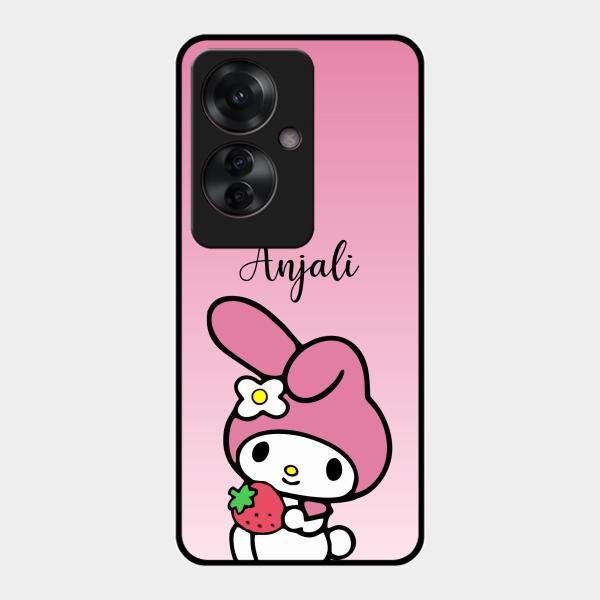 Pink Bunny Glass Case Cover For Oppo F25 Pro 5G