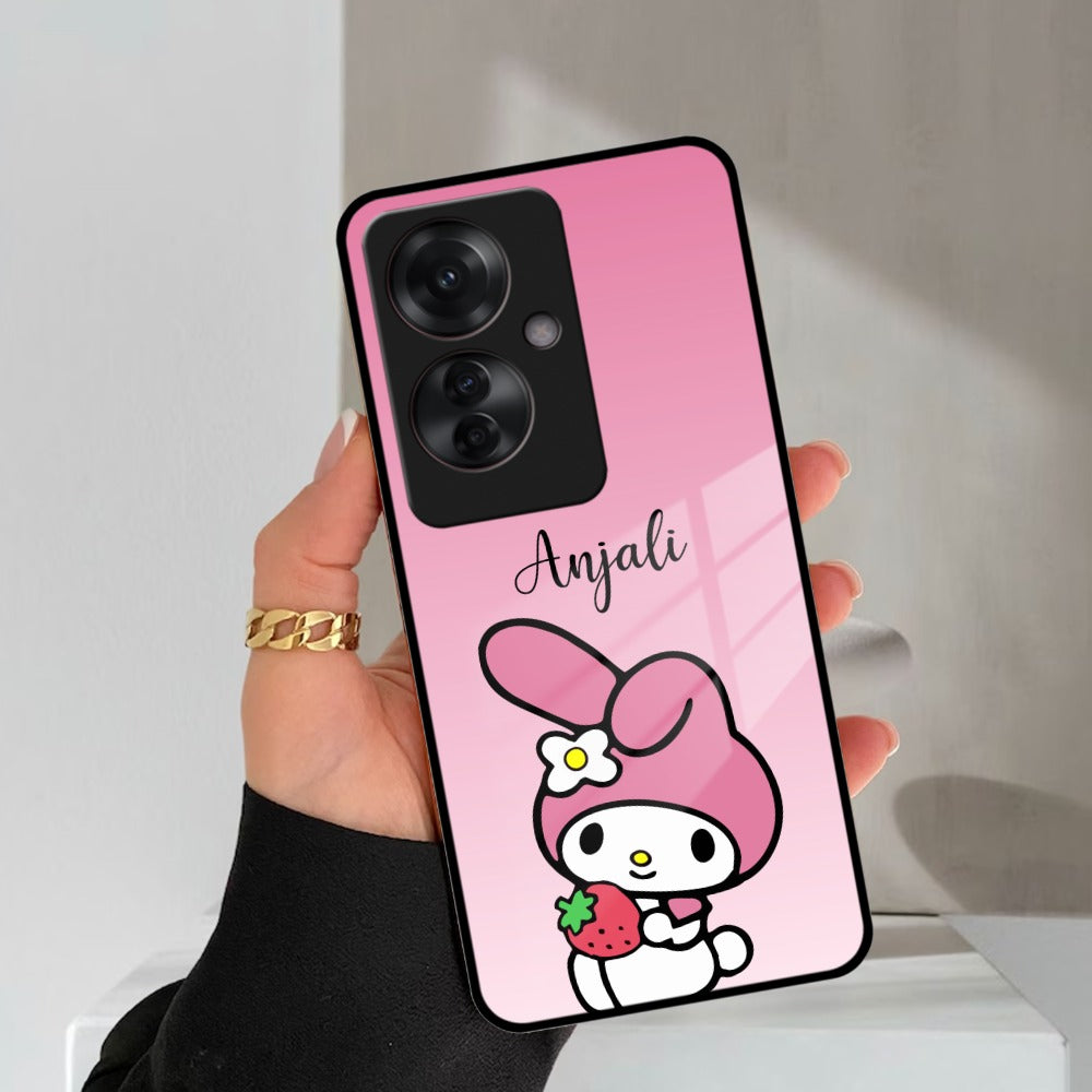 Pink Bunny Glass Case Cover For Oppo