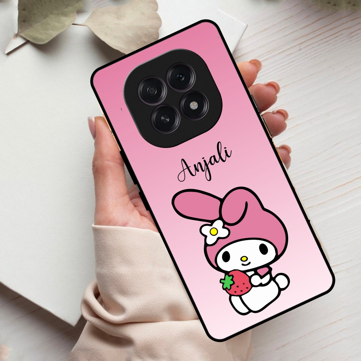 Pink Bunny Glass Case Cover For Oppo